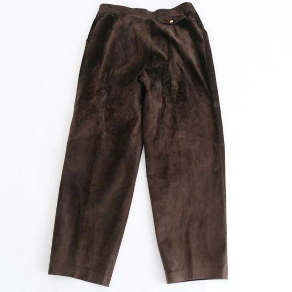 Vintage Danier Leather  Brown Suede Straight Leg Pants Size 14 - Picture 14 of 14